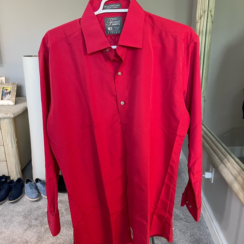 Bold Red Dress Shirt with Classic Collar